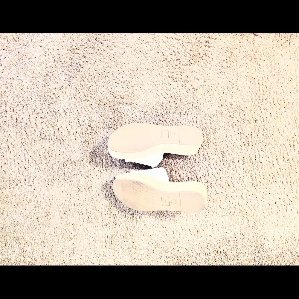 White Espadrille Platform Slide - Women